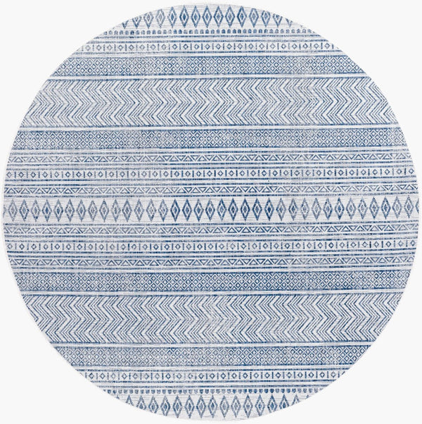 Livabliss Eagean Flatweave Polypropylene Area Rug Bohemian Global Pattern Indoor Outdoor Use Light Blue, Blu 7'10" x 7'10" Round EAG2344-710RD