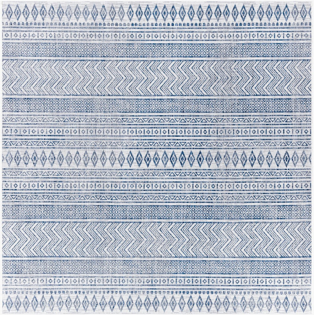 Livabliss Eagean Flatweave Polypropylene Area Rug Bohemian Global Pattern Indoor Outdoor Use Light Blue, Blu 7'10" x 7'10" Square EAG2344-710SQ