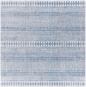 Livabliss Eagean Flatweave Polypropylene Area Rug Bohemian Global Pattern Indoor Outdoor Use Light Blue, Blu 7'10" x 7'10" Square EAG2344-710SQ