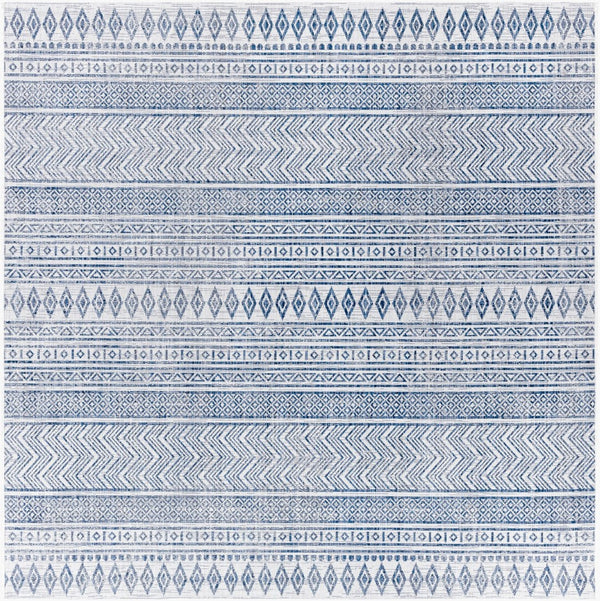Livabliss Eagean Flatweave Polypropylene Area Rug Bohemian Global Pattern Indoor Outdoor Use Light Blue, Blu 7'10" x 7'10" Square EAG2344-710SQ