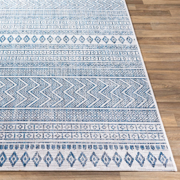 Livabliss Eagean Flatweave Polypropylene Area Rug Bohemian Global Pattern Indoor Outdoor Use Light Blue, Blu 8'10" x 12' EAG2344-81012