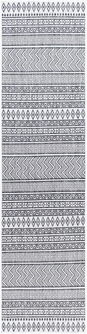 Livabliss Eagean Bohemian Flatweave Polypropylene Rug for Entryways Patios and High Traffic Zones Black, White 2'7" x 10' EAG2345-2710