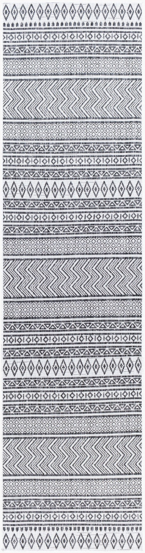 Livabliss Eagean Bohemian Flatweave Polypropylene Rug for Entryways Patios and High Traffic Zones Black, White 2'7" x 10' EAG2345-2710