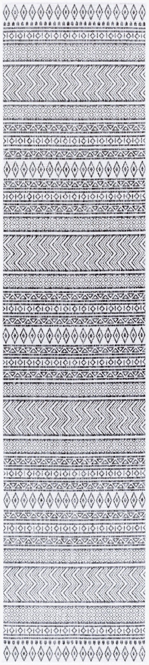 Livabliss Eagean Bohemian Flatweave Polypropylene Rug for Entryways Patios and High Traffic Zones Black, White 2'7" x 12' EAG2345-2712