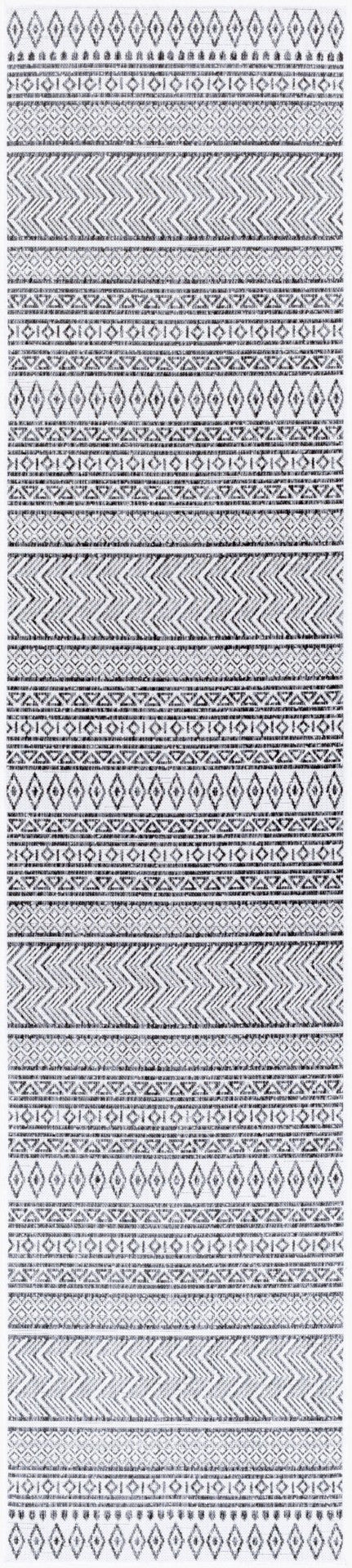 Livabliss Eagean Bohemian Flatweave Polypropylene Rug for Entryways Patios and High Traffic Zones Black, White 2'7" x 12' EAG2345-2712