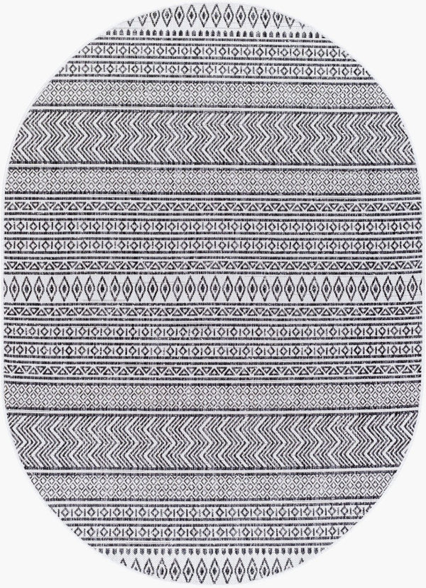 Livabliss Eagean Bohemian Flatweave Polypropylene Rug for Entryways Patios and High Traffic Zones Black, White 2' x 2'11" EAG2345-23