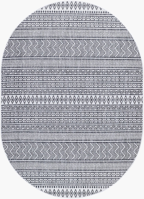 Livabliss Eagean Bohemian Flatweave Polypropylene Rug for Entryways Patios and High Traffic Zones Black, White 5'3" x 7'3" EAG2345-5373OV