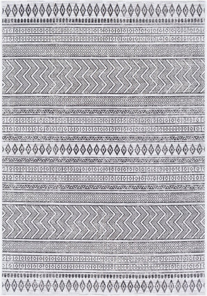 Livabliss Eagean Bohemian Flatweave Polypropylene Rug for Entryways Patios and High Traffic Zones Black, White 5'3" x 7'7" EAG2345-5376