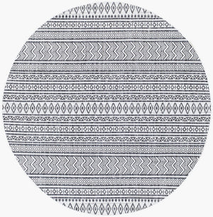 Livabliss Eagean Bohemian Flatweave Polypropylene Rug for Entryways Patios and High Traffic Zones Black, White 7'10" x 7'10" Round EAG2345-710RD