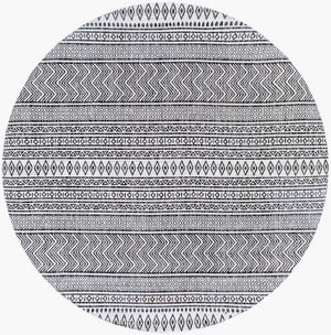 Livabliss Eagean Bohemian Flatweave Polypropylene Rug for Entryways Patios and High Traffic Zones Black, White 6'7" x 6'7" Round EAG2345-67RD