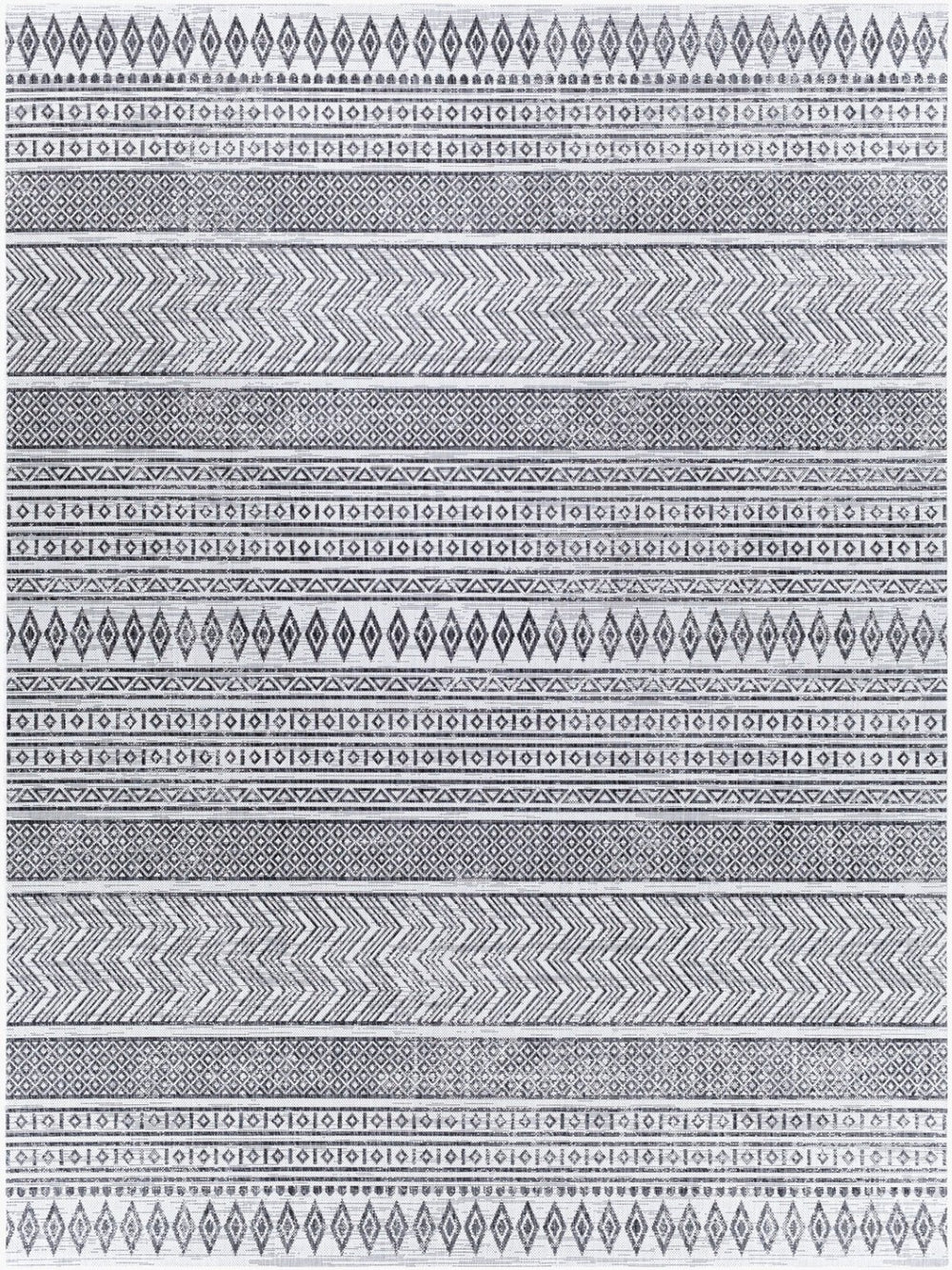 Livabliss Eagean Bohemian Flatweave Polypropylene Rug for Entryways Patios and High Traffic Zones Black, White 7'10" x 10'2" EAG2345-710103