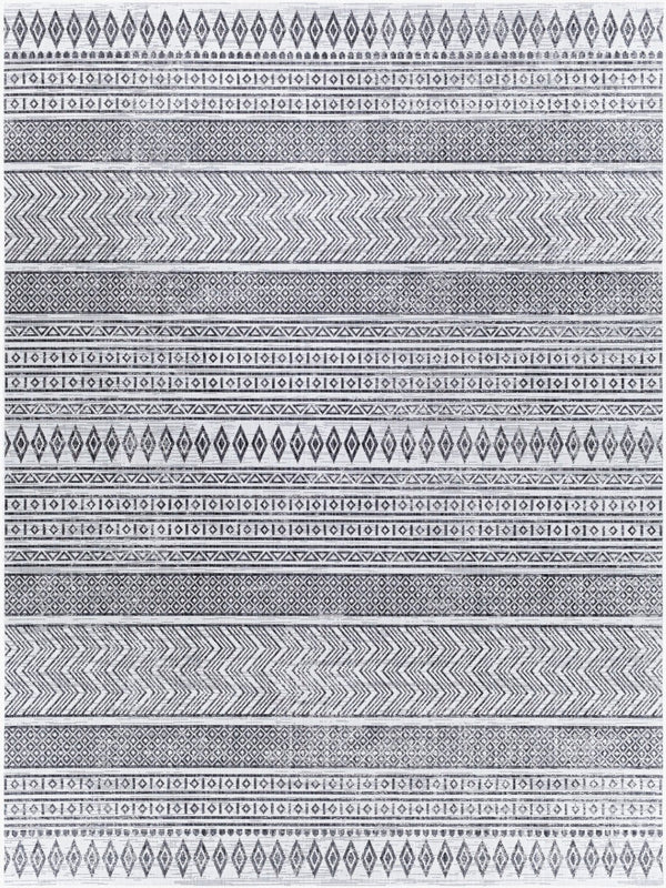 Livabliss Eagean Bohemian Flatweave Polypropylene Rug for Entryways Patios and High Traffic Zones Black, White 7'10" x 10'2" EAG2345-710103