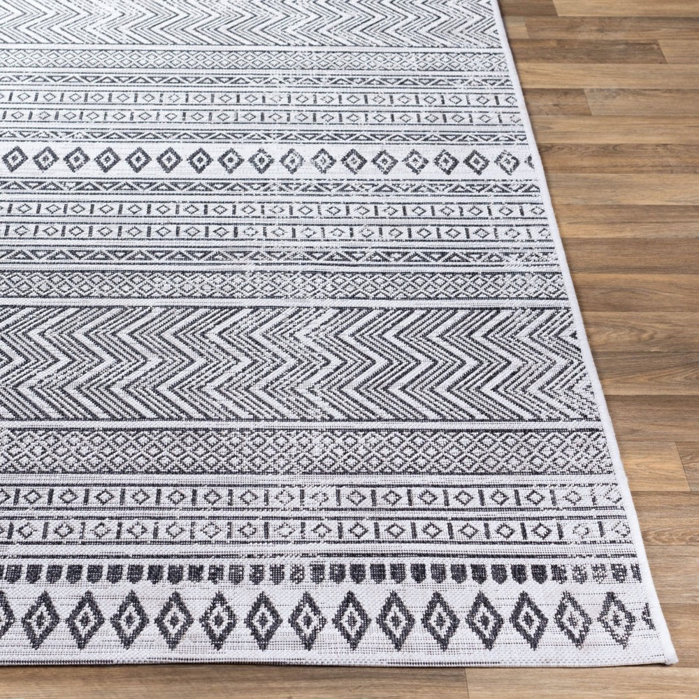 Livabliss Eagean Bohemian Flatweave Polypropylene Rug for Entryways Patios and High Traffic Zones Black, White 7'10" x 10'2" EAG2345-710103