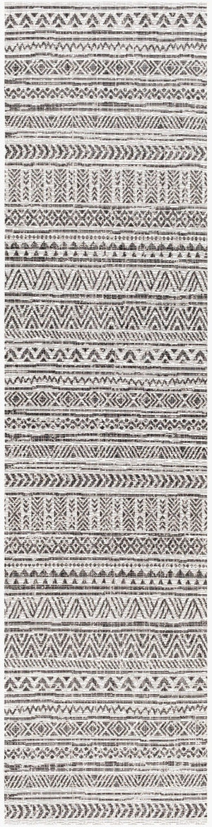 Livabliss Eagean Global Geometric Low Pile Polypropylene Rug for Entryways and Small Spaces Black, White 2'7" x 10' EAG2347-2710