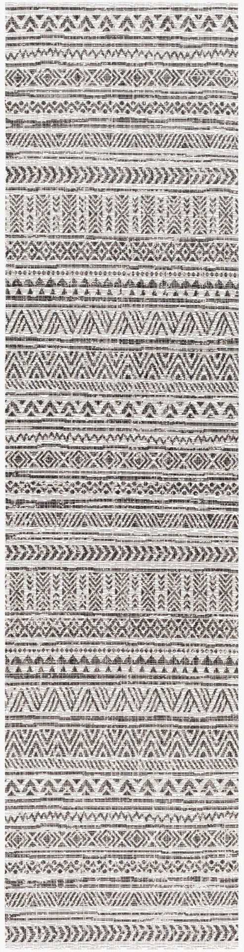 Livabliss Eagean Global Geometric Low Pile Polypropylene Rug for Entryways and Small Spaces Black, White 2'7" x 10' EAG2347-2710