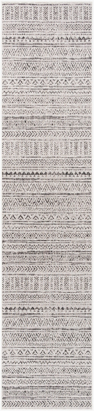 Livabliss Eagean Global Geometric Low Pile Polypropylene Rug for Entryways and Small Spaces Black, White 2'8" x 12' EAG2347-2712