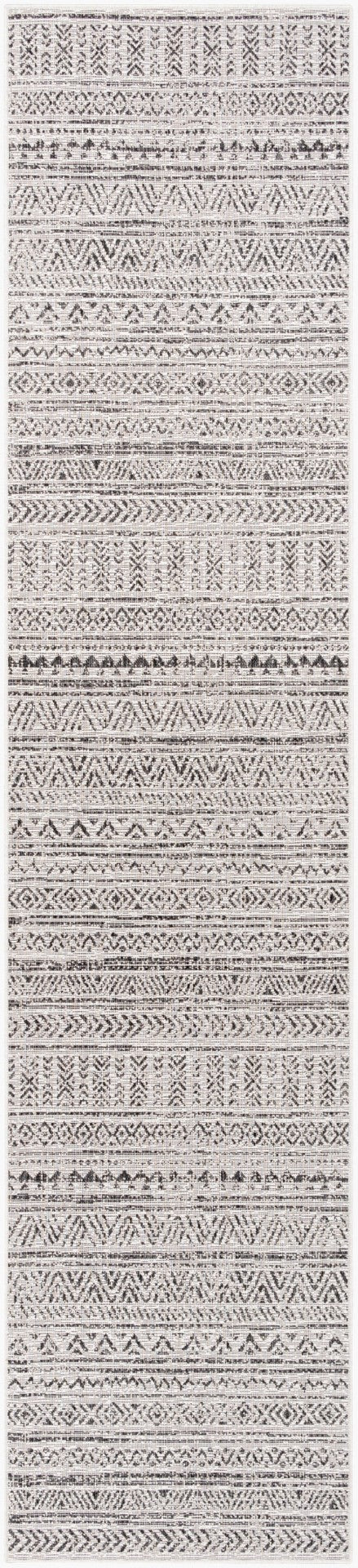 Livabliss Eagean Global Geometric Low Pile Polypropylene Rug for Entryways and Small Spaces Black, White 2'8" x 12' EAG2347-2712