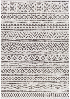 Livabliss Eagean Global Geometric Low Pile Polypropylene Rug for Entryways and Small Spaces Black, White 5'3" x 7'7" EAG2347-5377