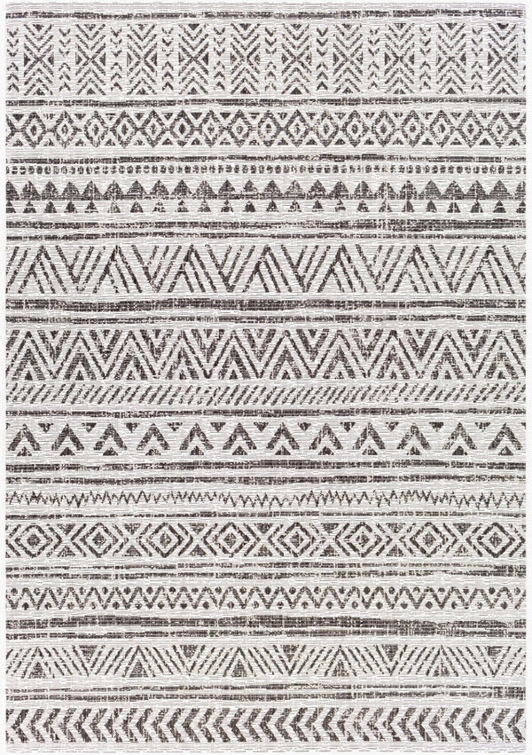 Livabliss Eagean Global Geometric Low Pile Polypropylene Rug for Entryways and Small Spaces Black, White 5'3" x 7'7" EAG2347-5377