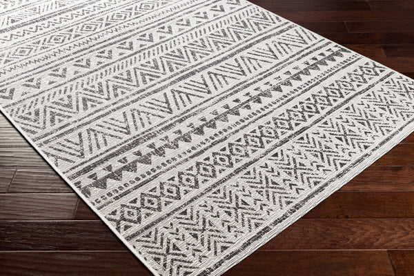 Livabliss Eagean Global Geometric Low Pile Polypropylene Rug for Entryways and Small Spaces Black, White 7'10" x 7'10" Square EAG2347-710SQ