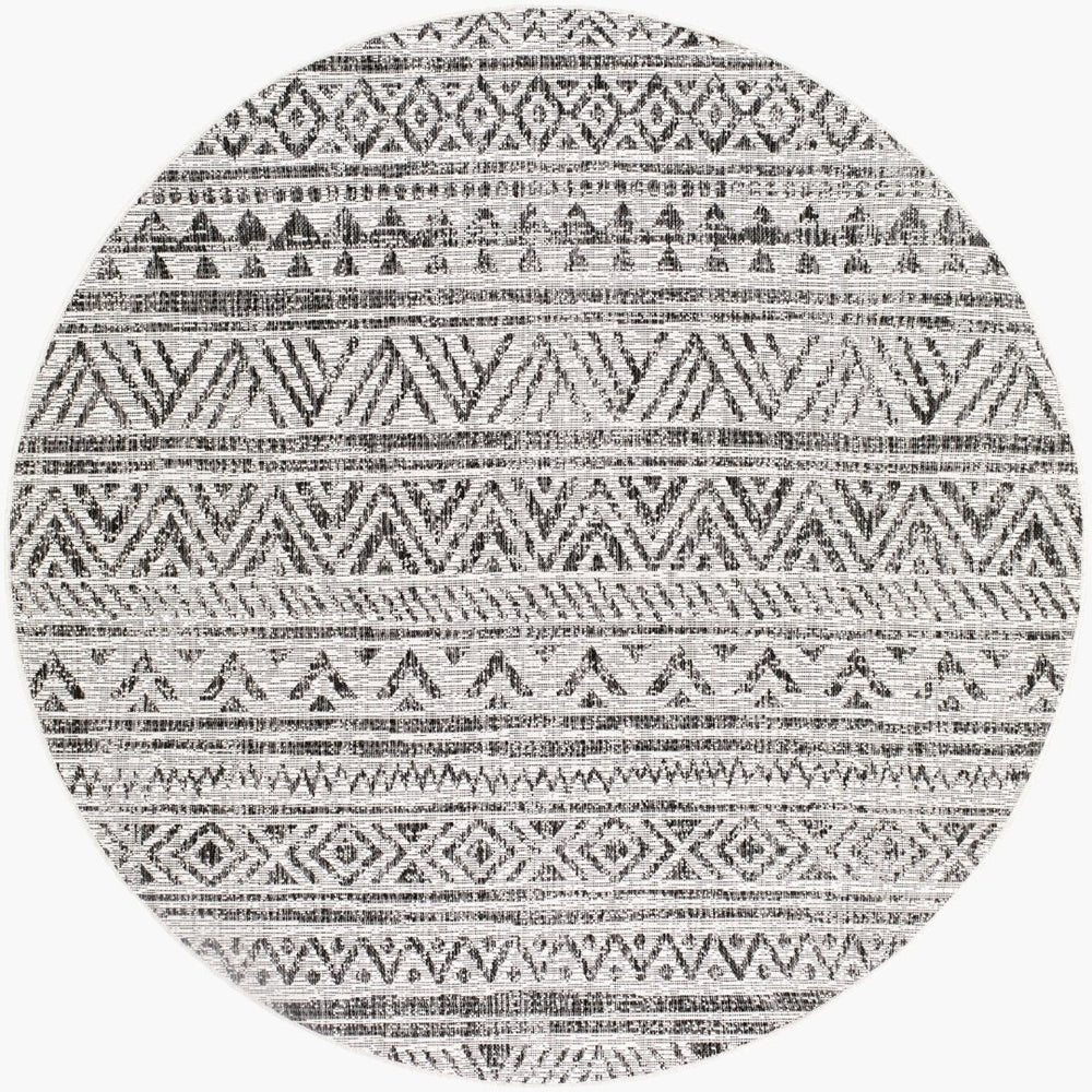 Livabliss Eagean Global Geometric Low Pile Polypropylene Rug for Entryways and Small Spaces Black, White 5'3" x 5'3" EAG2347-53RD