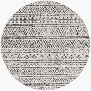 Livabliss Eagean Global Geometric Low Pile Polypropylene Rug for Entryways and Small Spaces Black, White 5'3" x 5'3" EAG2347-53RD