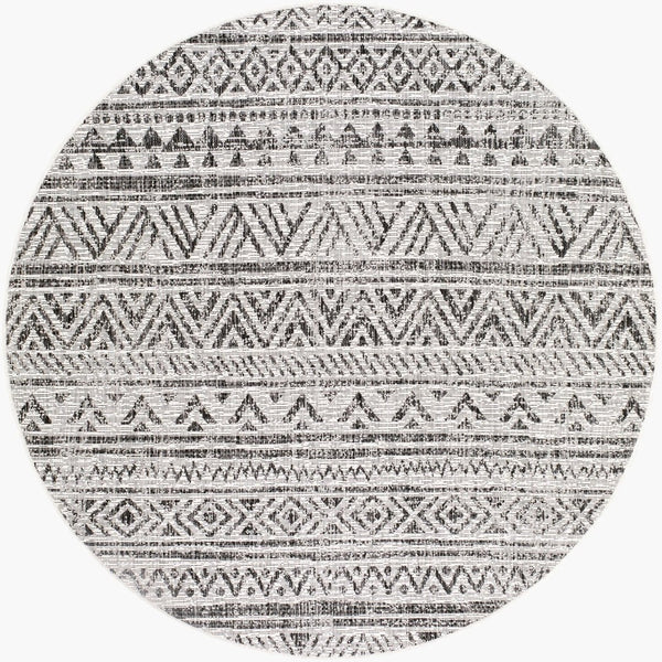 Livabliss Eagean Global Geometric Low Pile Polypropylene Rug for Entryways and Small Spaces Black, White 5'3" x 5'3" EAG2347-53RD