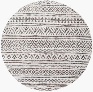 Livabliss Eagean Global Geometric Low Pile Polypropylene Rug for Entryways and Small Spaces Black, White 6'7" x 6'7" Round EAG2347-67RD
