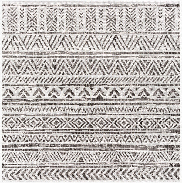Livabliss Eagean Global Geometric Low Pile Polypropylene Rug for Entryways and Small Spaces Black, White 7'10" x 7'10" Square EAG2347-710SQ