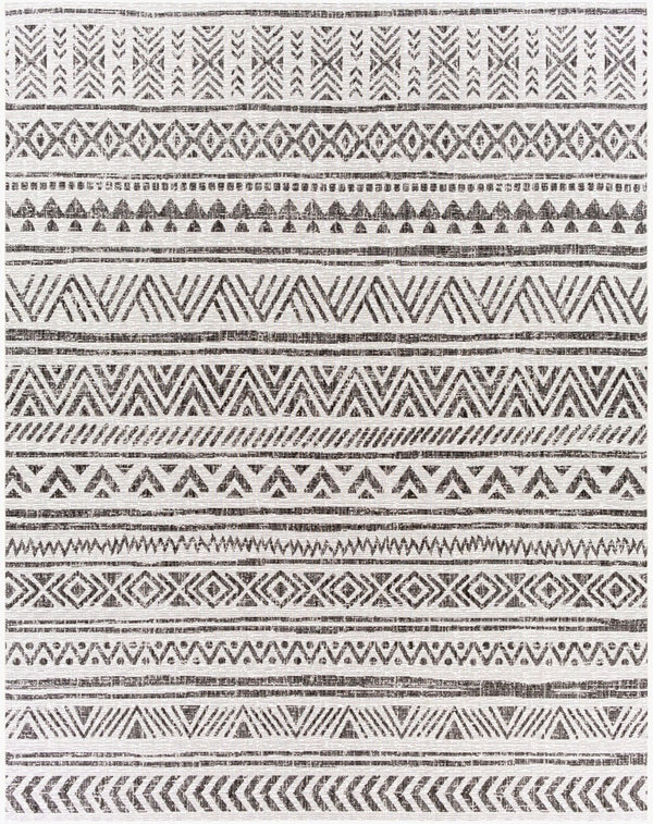 Livabliss Eagean Global Geometric Low Pile Polypropylene Rug for Entryways and Small Spaces Black, White 7'10" x 10'2" EAG2347-710102
