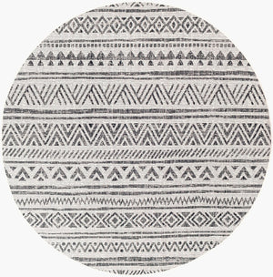 Livabliss Eagean Global Geometric Low Pile Polypropylene Rug for Entryways and Small Spaces Black, White 7'10" x 7'10" Round EAG2347-710RD