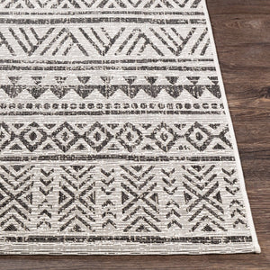 Livabliss Eagean Global Geometric Low Pile Polypropylene Rug for Entryways and Small Spaces Black, White 7'10" x 7'10" Square EAG2347-710SQ