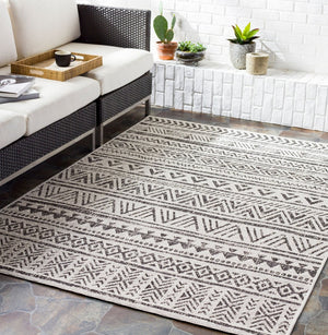 Livabliss Eagean Global Geometric Low Pile Polypropylene Rug for Entryways and Small Spaces Black, White 7'10" x 7'10" Square EAG2347-710SQ