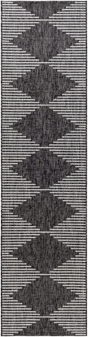 Livabliss Eagean Global Pattern Polypropylene Accent Rug for Entryways Kitchens and Patios Black, Charcoal 2'7" x 10' EAG2348-2710