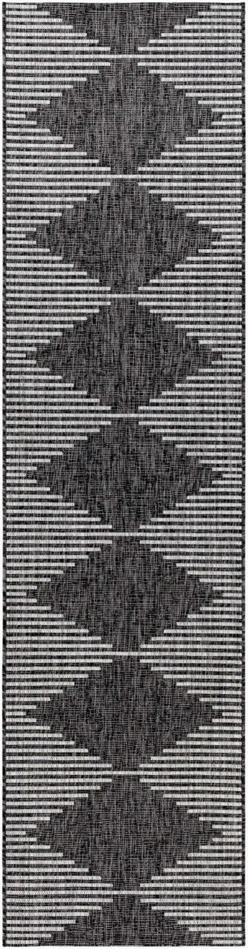 Livabliss Eagean Global Pattern Polypropylene Accent Rug for Entryways Kitchens and Patios Black, Charcoal 2'7" x 10' EAG2348-2710