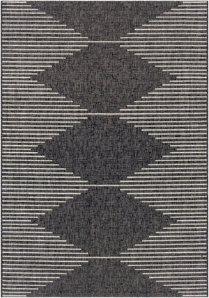 Livabliss Eagean Global Pattern Polypropylene Accent Rug for Entryways Kitchens and Patios Black, Charcoal 4'3" x 5'11" EAG2348-43511
