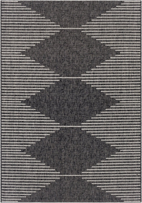 Livabliss Eagean Global Pattern Polypropylene Accent Rug for Entryways Kitchens and Patios Black, Charcoal 4'3" x 5'11" EAG2348-43511