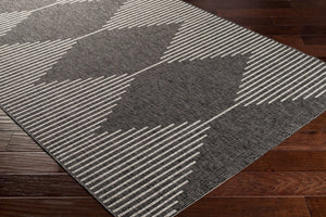 Livabliss Eagean Global Pattern Polypropylene Accent Rug for Entryways Kitchens and Patios Black, Charcoal 2'7" x 10' EAG2348-2710