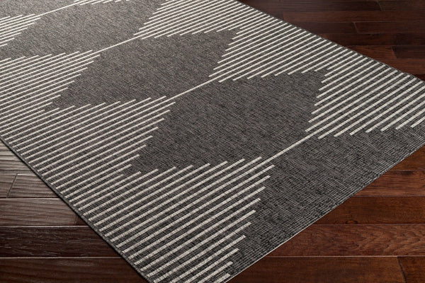 Livabliss Eagean Global Pattern Polypropylene Accent Rug for Entryways Kitchens and Patios Black, Charcoal 2'7" x 10' EAG2348-2710