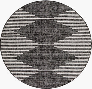 Livabliss Eagean Global Pattern Polypropylene Accent Rug for Entryways Kitchens and Patios Black, Charcoal 5'3" x 5'3" EAG2348-53RD