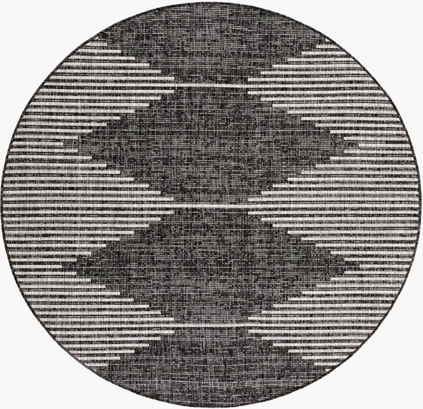 Livabliss Eagean Global Pattern Polypropylene Accent Rug for Entryways Kitchens and Patios Black, Charcoal 5'3" x 5'3" EAG2348-53RD