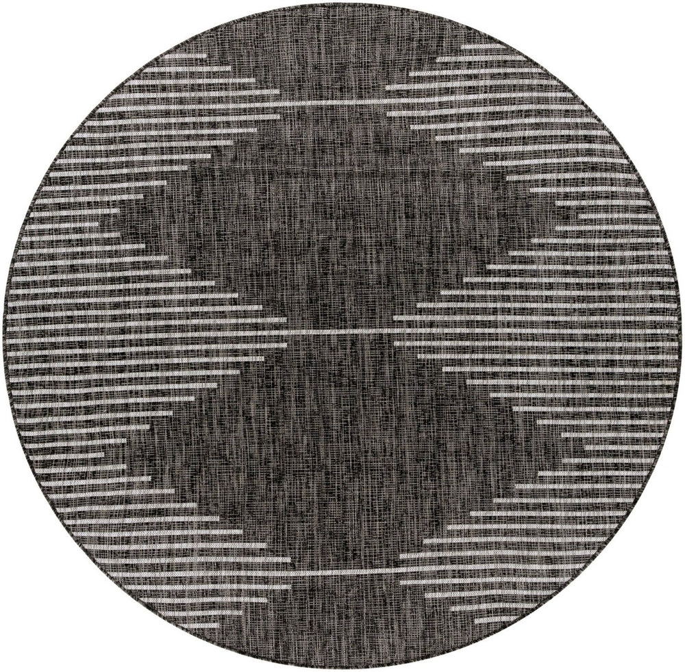 Livabliss Eagean Global Pattern Polypropylene Accent Rug for Entryways Kitchens and Patios Black, Charcoal 6'7" x 6'7" Round EAG2348-67RD