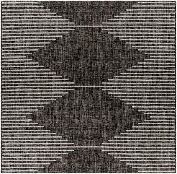 Livabliss Eagean Global Pattern Polypropylene Accent Rug for Entryways Kitchens and Patios Black, Charcoal 6'7" x 6'7" Square EAG2348-67SQ