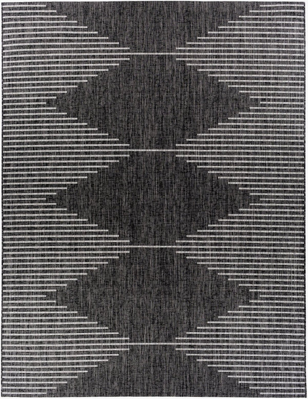 Livabliss Eagean Global Pattern Polypropylene Accent Rug for Entryways Kitchens and Patios Black, Charcoal 7'10" x 10'2" EAG2348-710102