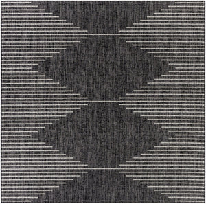 Livabliss Eagean Global Pattern Polypropylene Accent Rug for Entryways Kitchens and Patios Black, Charcoal 7'10" x 7'10" Square EAG2348-710SQ