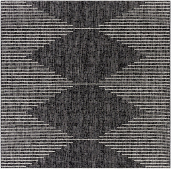 Livabliss Eagean Global Pattern Polypropylene Accent Rug for Entryways Kitchens and Patios Black, Charcoal 7'10" x 7'10" Square EAG2348-710SQ