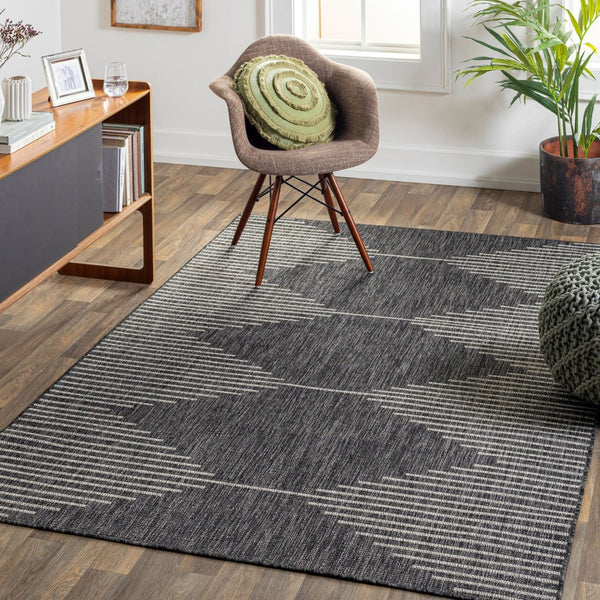 Livabliss Eagean Global Pattern Polypropylene Accent Rug for Entryways Kitchens and Patios Black, Charcoal 2'7" x 10' EAG2348-2710