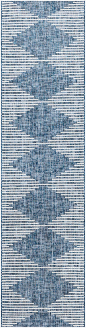 Livabliss Eagean Global Flatweave Polypropylene Rug Uv Resistant Patio Entryway Bohemian Dark Blue, Navy 2'7" x 10' EAG2350-2710