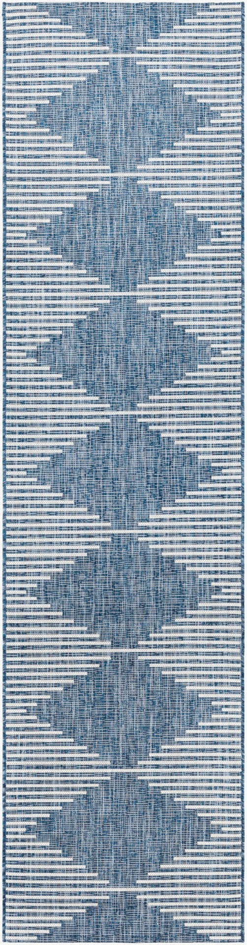 Livabliss Eagean Global Flatweave Polypropylene Rug Uv Resistant Patio Entryway Bohemian Dark Blue, Navy 2'7" x 10' EAG2350-2710