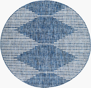 Livabliss Eagean Global Flatweave Polypropylene Rug Uv Resistant Patio Entryway Bohemian Dark Blue, Navy 5'3" x 5'3" EAG2350-53RD